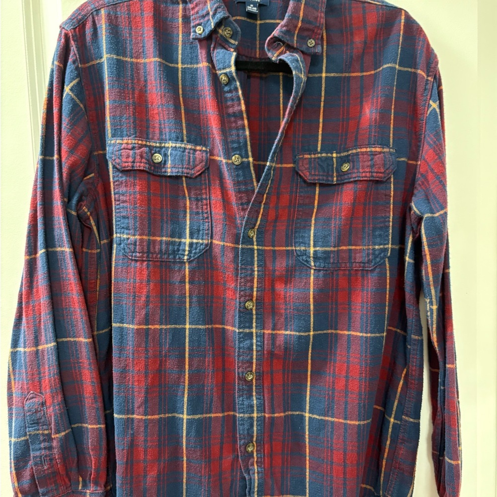 George Red and Blue Plaid Casual Button Down Shirt